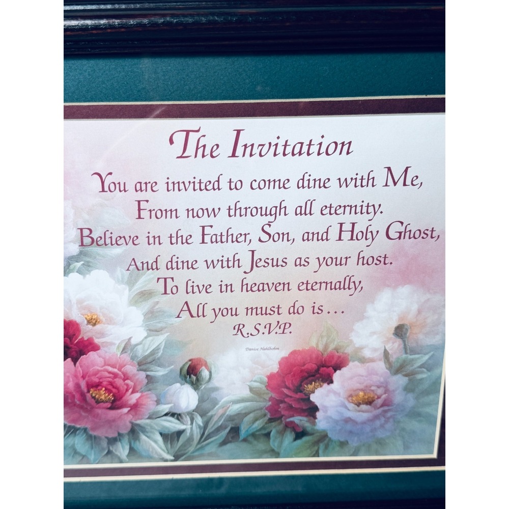 Framed Floral Christian Poem Art Faith "The Invitation" by Diane Hohbein 14x12 - Picture 7 of 13